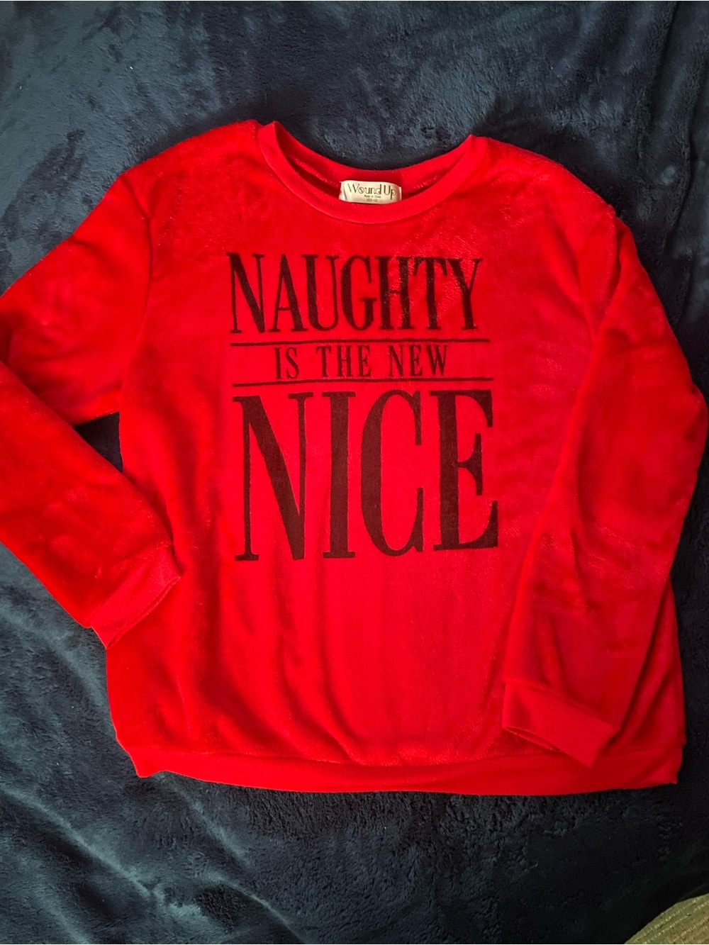 Dark Red 'Naughty Is The New Nice' Sweatshirt with Black Letters